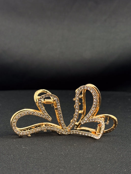 PIRANHAS DE CABELO - DE CORAÇÃO EM METAL COM STRASS - KIT C/2 UNIDADES